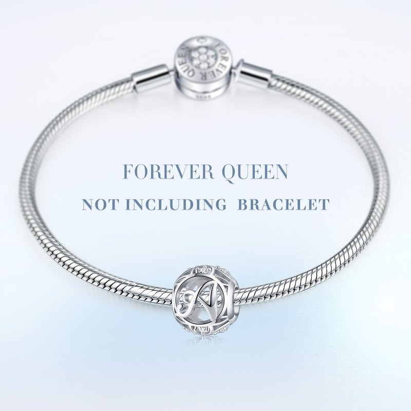 Forever Queen تعويذة حرف الأبجدية A-Z المتدلية من FOREVER QUEEN لسوار أو قلادة، فضة استرلينية 925 مع خرز CZ، هدية مجوهرات شخصية للرجال والنساء في عيد الميلاد أو عيد الحب (A) - Image 5